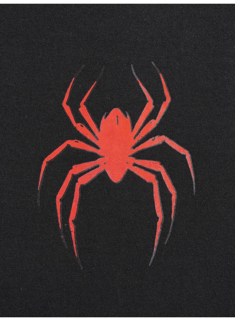 Men's Oversized T-Shirt Black Drop Shoulder Short Sleeve Crew Neck Red Spider Graphic Print Streetwear Tee T Shirt For Men - Image 4